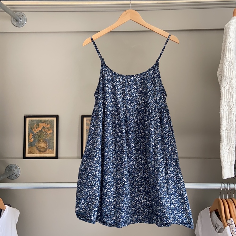 🛑 SOLD-Wild Fable Blue Floral Babydoll Dress
